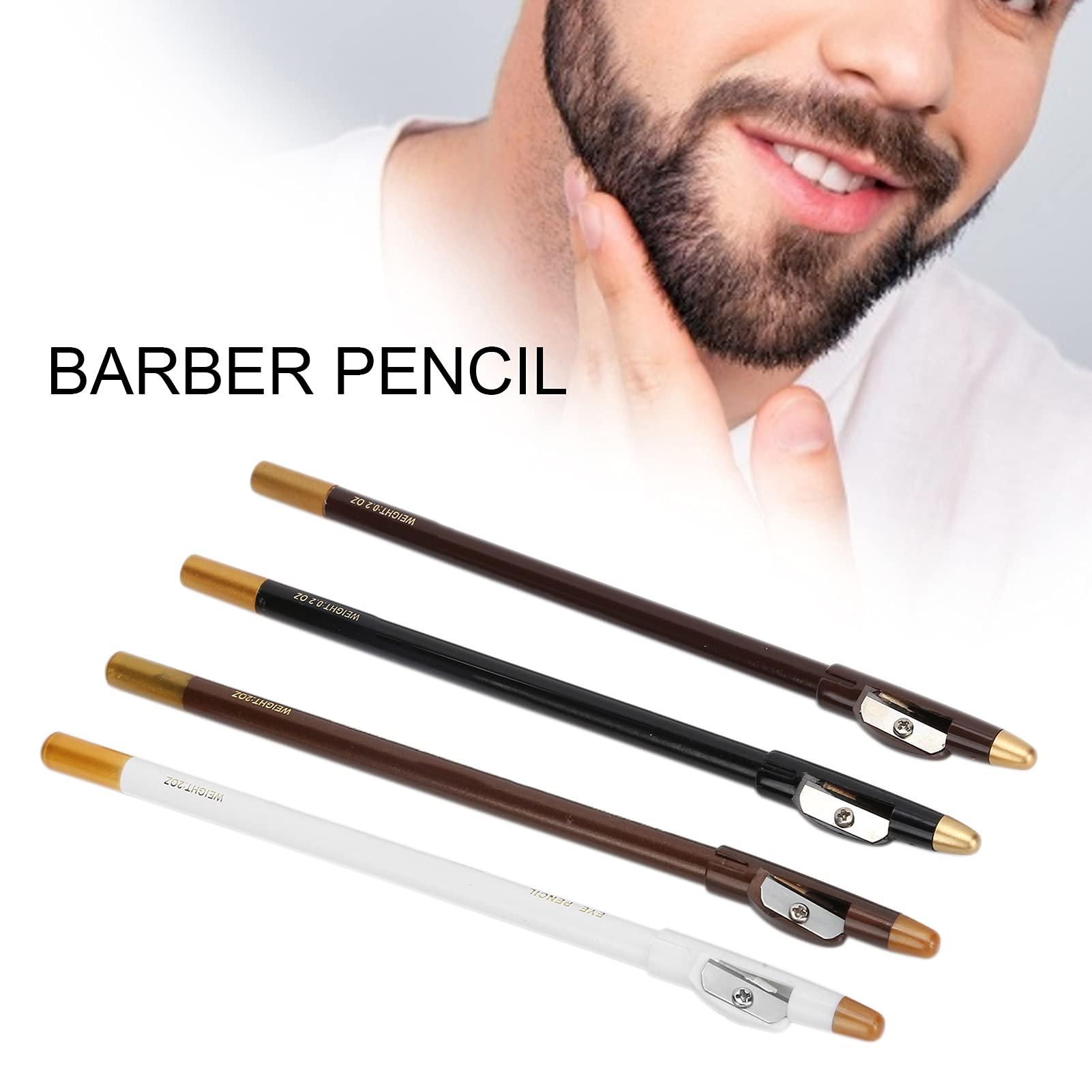 01 02 015 Barber Pencil Tool, 4pcs Professional Beard Pencil Beard Shaping Pencils Mineral Substance Compact Hairline Barber Pencil with Sharpener for Beard Shaping