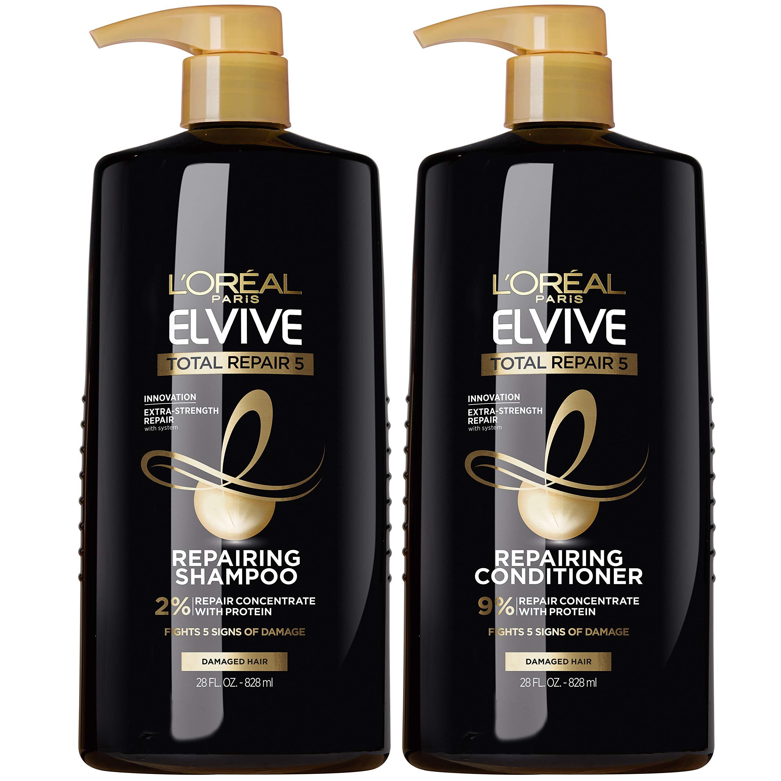 L'Oréal Paris L'Oreal Paris Elvive Total Repair 5 Repairing Shampoo and Conditioner for Damaged Hair, 28 Ounce (Set of 2)