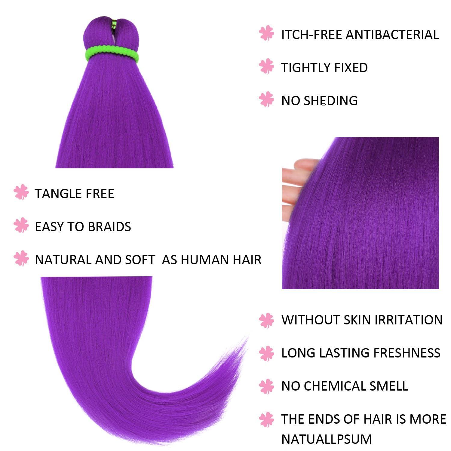 Leeven Leeven 26 Inch 2 Packs Light Purple Braiding Hair Pre Stretched lavender braiding hair Prestretched Braiding Hair Extensions (Purple#)