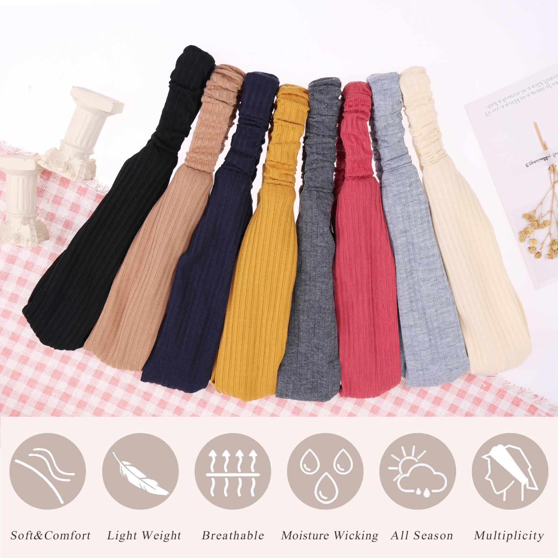 XTREND XTREND 8 Pcs Headbands for Women Twist Cross Knotted Elastic Head Hair Bands Yoga Workout Headbands Non-Slip Soft Headbands Solid Color Head Band Simple Versatile Hair Accessory Headbands
