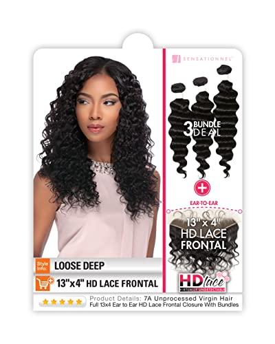 Sensationnel Sensationnel B&N 13X4 HD Lace Frontal Bundle Deal LOOSE DEEP 14\" (Color:NATURAL)