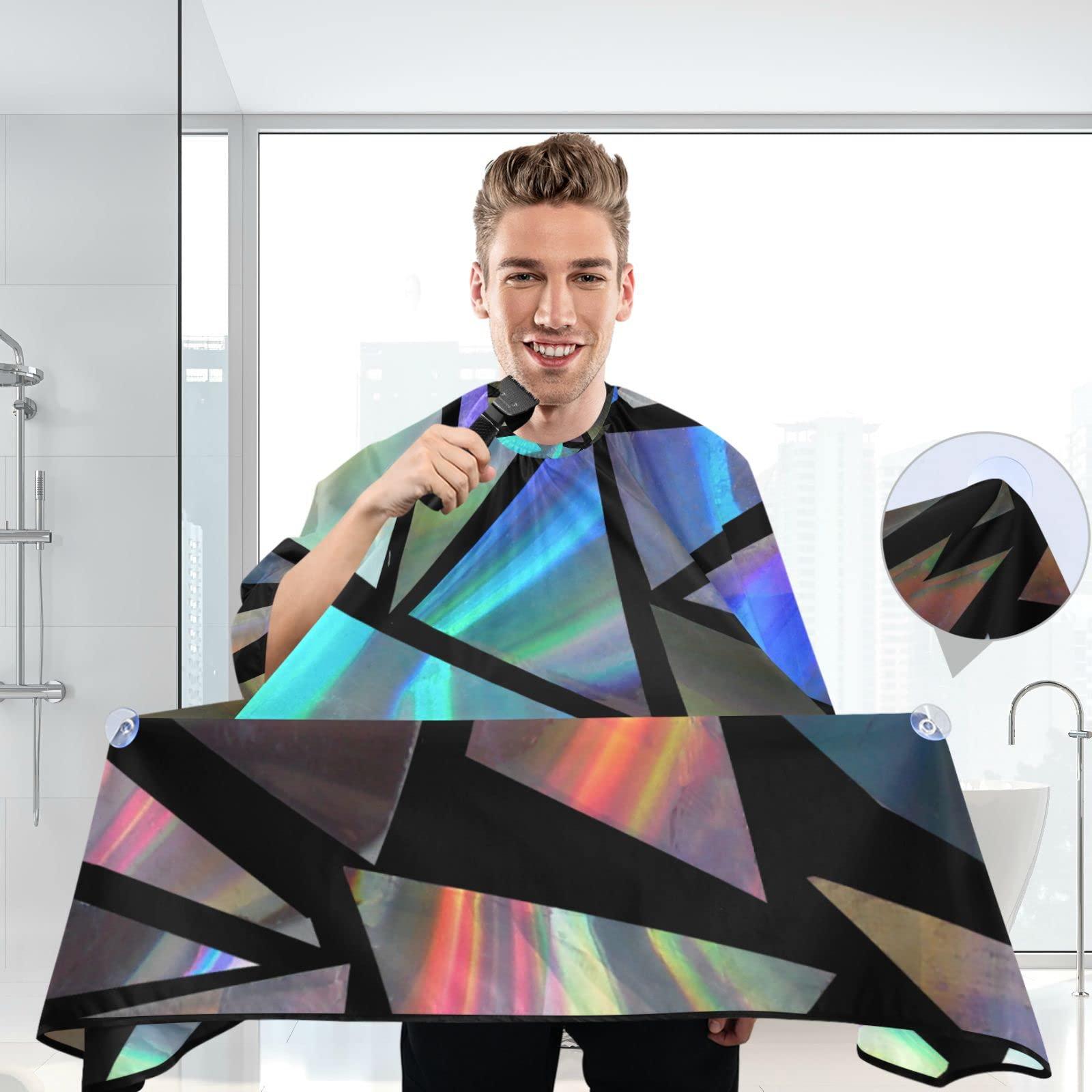 Kigai Kigai Iridescent Triangles Hair Cutting Cape, Waterproof Barber Cape Salon Cutting Cape with Adjustable Snap Closure for Men Women, 55 x 65 Inch