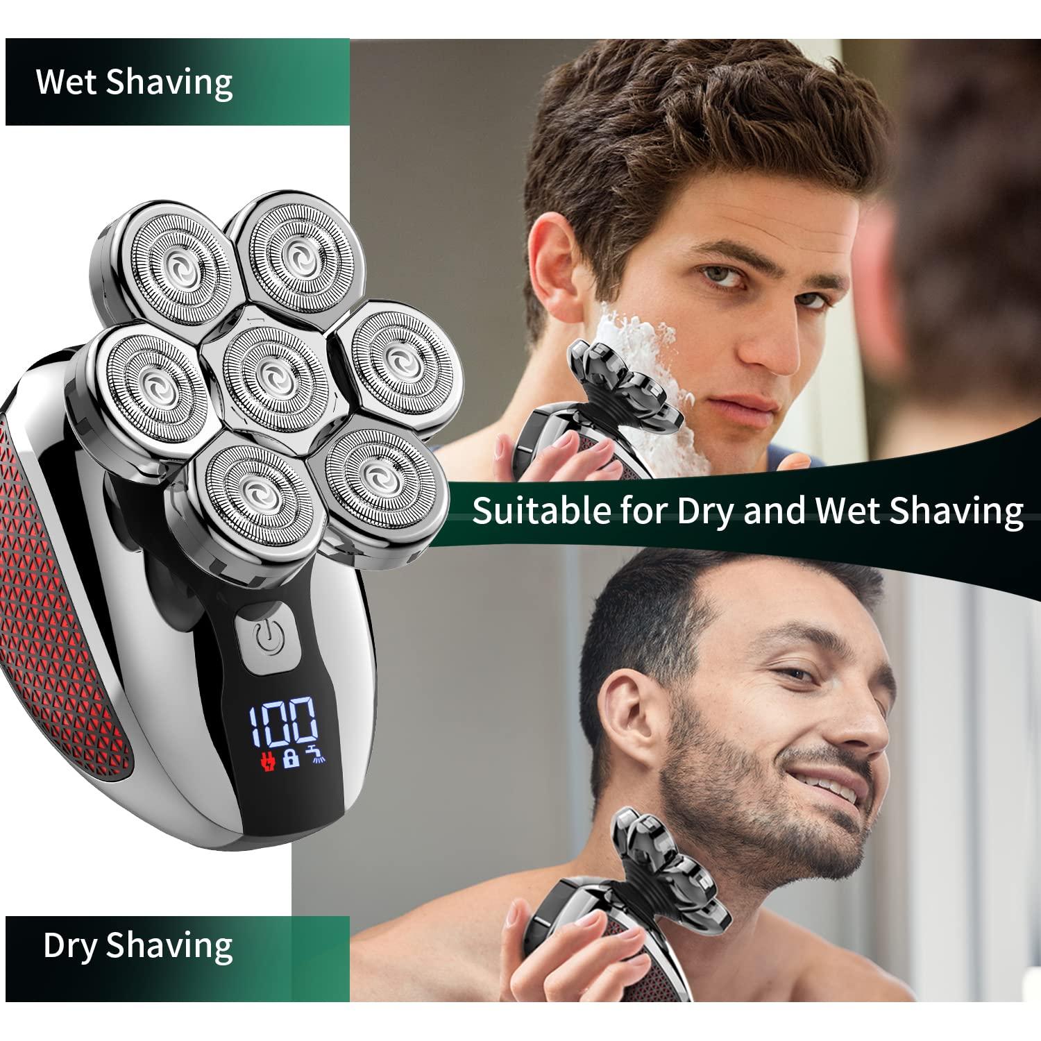 CHLANT Head Shaver for Bald Men 7D, Bald Head Shavers for Men Wet&Dry,CHLANT 5-in-1 Electric Head Shaver for Men Head Razor Cordless Rechargeable Waterproof, Electric Razor for Men Rotary Shaver Grooming Kit