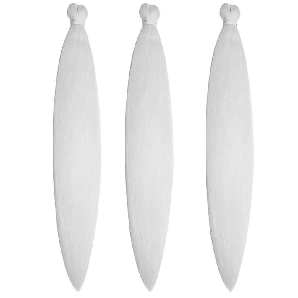 BALINGHAIR BALINGHAIR Pre Stretched Braiding Hair 28 Inch Braids Hair White Yaki Texture Hot Water Setting (60#-3Packs)