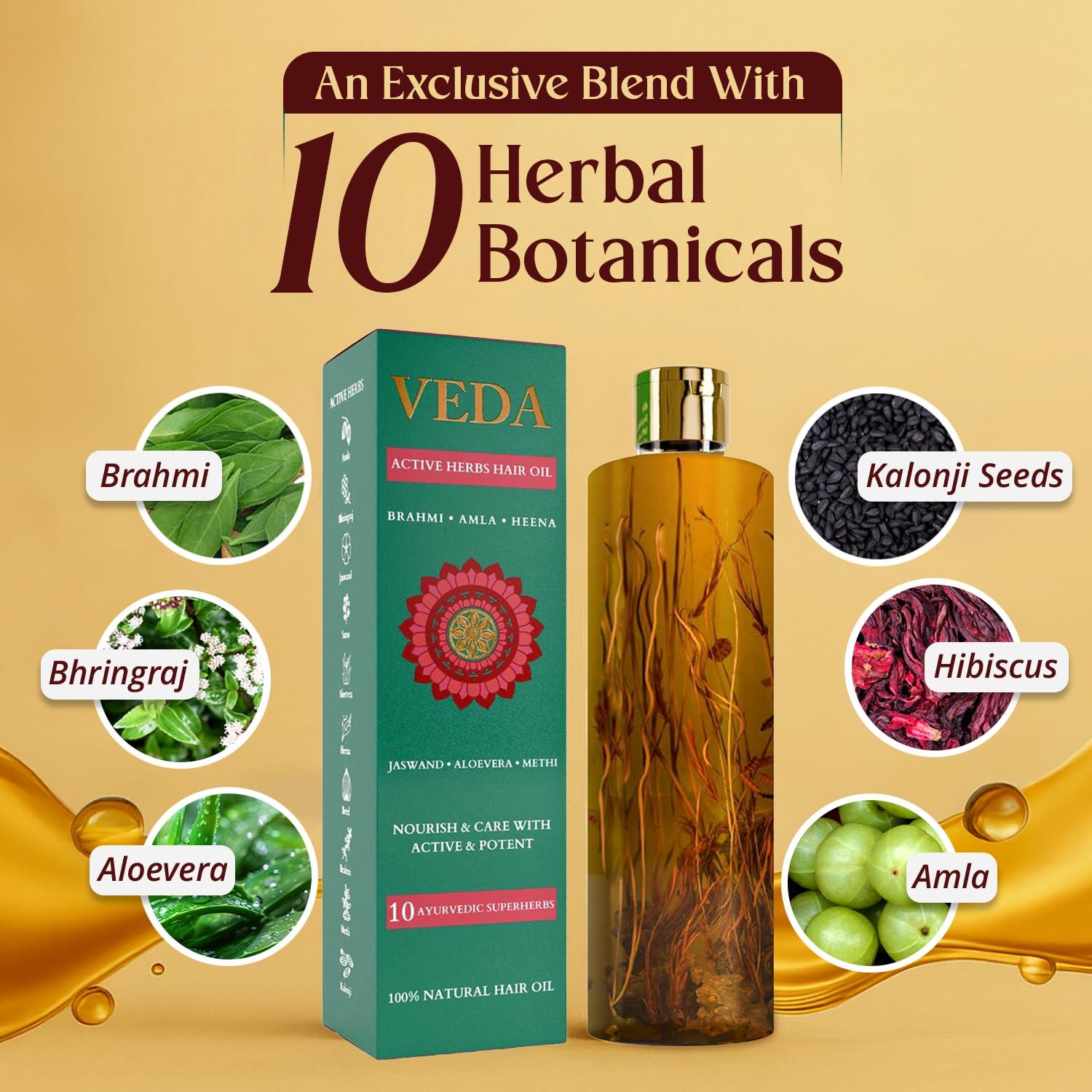 VEDA VEDA Active Herbs Hair Oil | Hair Growth Oil | Infused with Herbs | 200ml