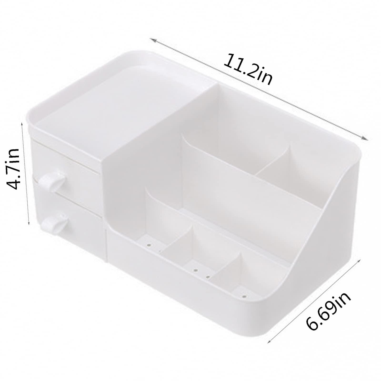 POFUOT POFUOT skin care organizer,Makeup Desk Organizer With Drawers,Countertop Organizer for Cosmetics,Vanity brush with Holder for Lipstick, Brushes, Eyeshadow, and Desktop (polar white)