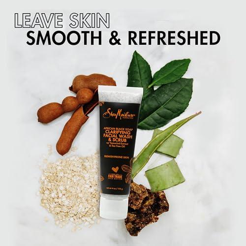 SheaMoisture SheaMoisture Facial Wash and Scrub African Black Soap for Blemish Prone Skin to Clarify Skin 4 oz