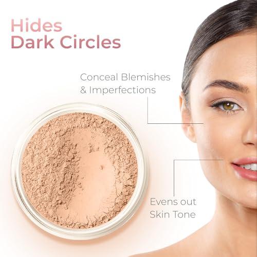 Sweet Face Minerals CONCEALER & CORRECTOR KIT with BRUSH Mineral Makeup Set Bare Skin Matte Powder (20 gram Sifter Jars, Medium Concealer)