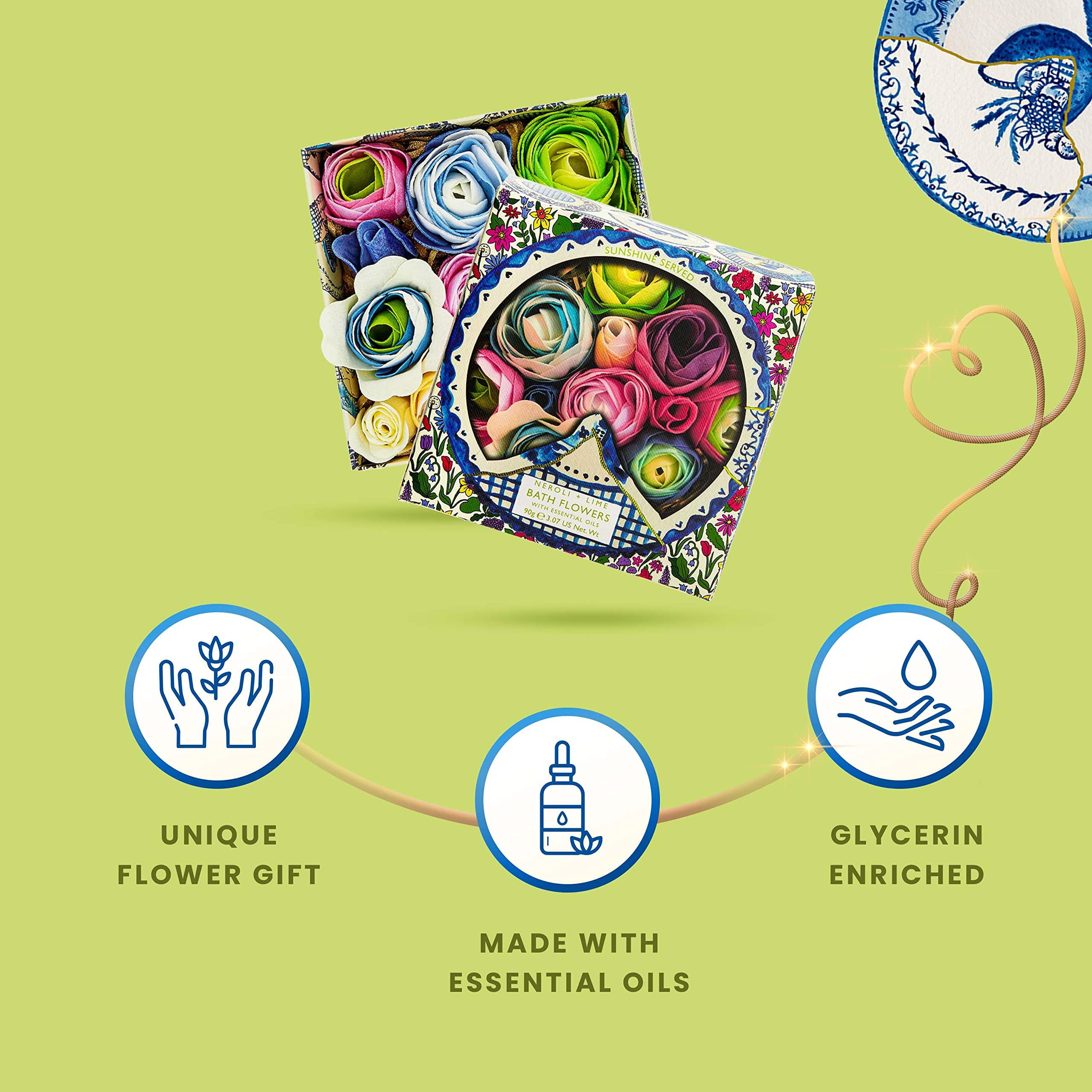 Heathcote & Ivory Heathcote & Ivory Sunshine Served Neroli & Lime Bath Soap Flowers 3.2oz