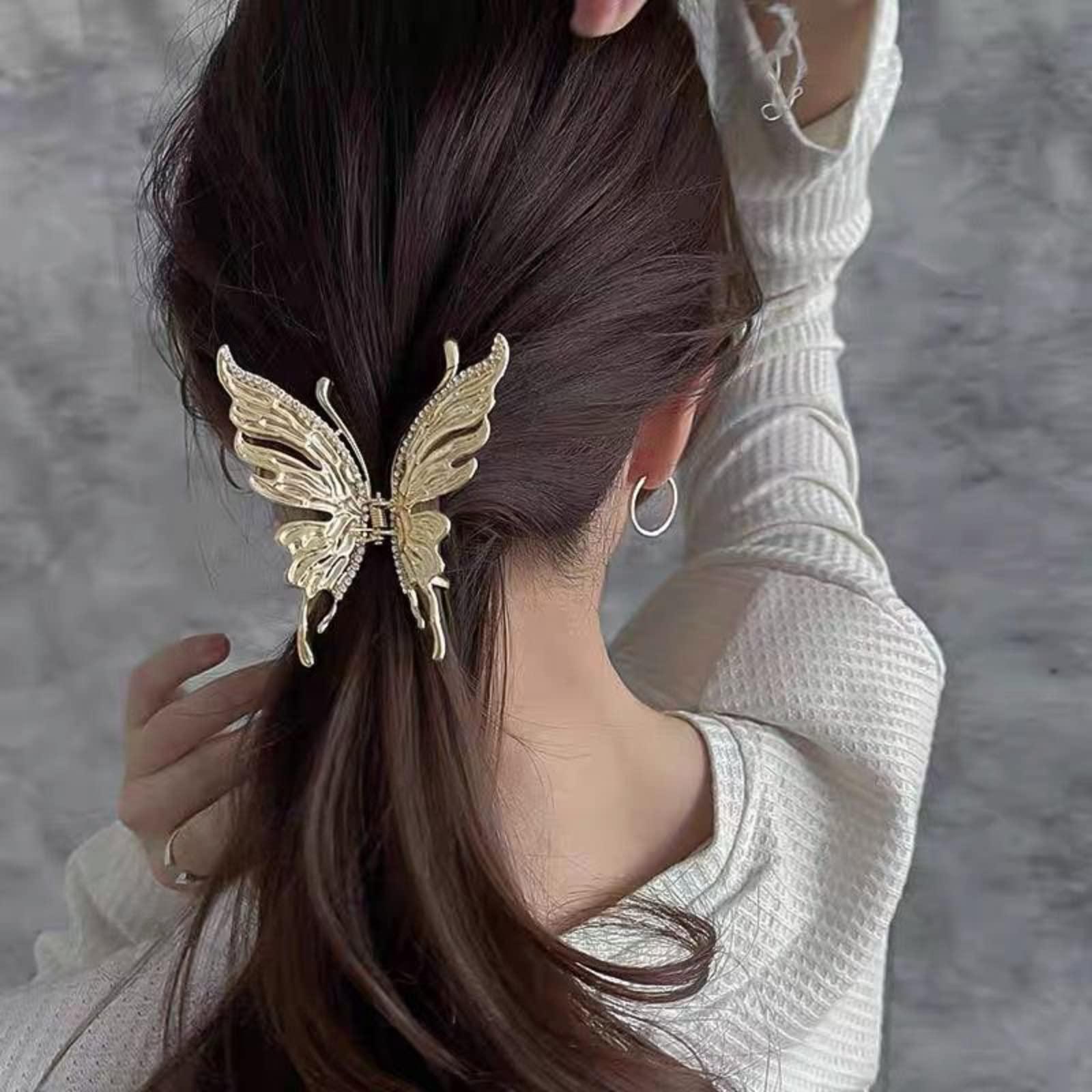 Generic Metal Hair Pins, Flower Large Claw Clip for Thin Hair Beautiful Butterfly Hair Clips Hair Accessories for Girls and Women (Drip flower)