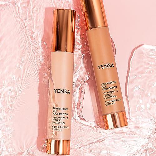 YENSA YENSA Serum Foundation Makeup - Super Silk Full Coverage Foundation Enriched with Peptides, Vitamin C & Ferulic Acid to Help Reduce Fine Lines, Wrinkles & Dark Circles - Medium 3 (1 oz)