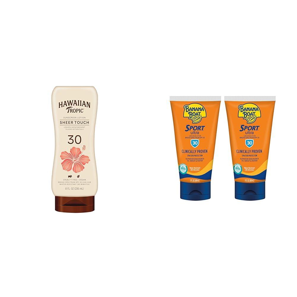 Hawaiian Tropic Hawaiian Tropic and Banana Boat Sunscreen Lotions SPF 30, 8oz and 3oz