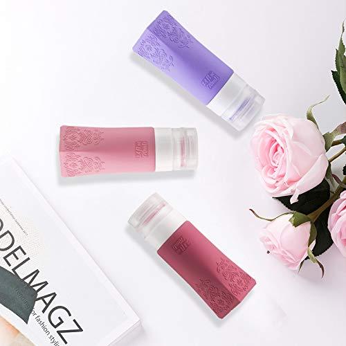 qianying Cosmetic Travel Containers, Leakproof Silicone Travel Bottles Set, TSA Approved Travel Size Cosmetic Toiletries Containers Accessories Set for Shampoo Conditioner Facial Cleanser Cream