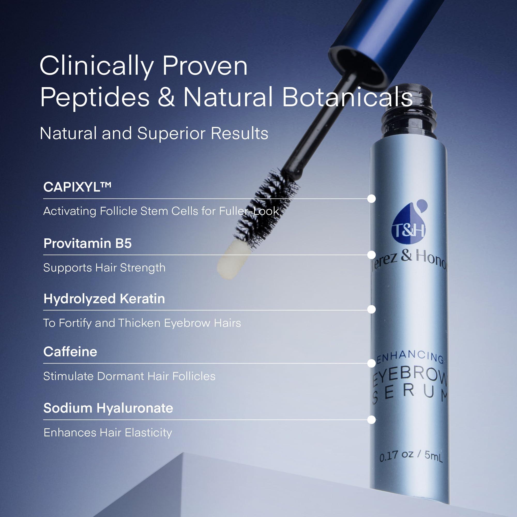 TEREZ & HONOR Eyebrow Growth Serum - Natural Eyebrow Serum and Enhancer for Thicker Brows and Grow Bows Faster, Longer, Fuller - 5mL