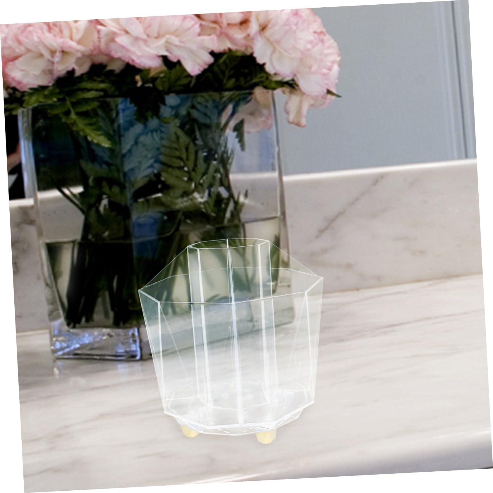 MUCKLILY MUCKLILY Rotating Makeup Brush Holder Elegant Transparent Multi Functional Organizer with 5 Compartments for Desk Vanity and Office Use Makeup Brush Organizer and