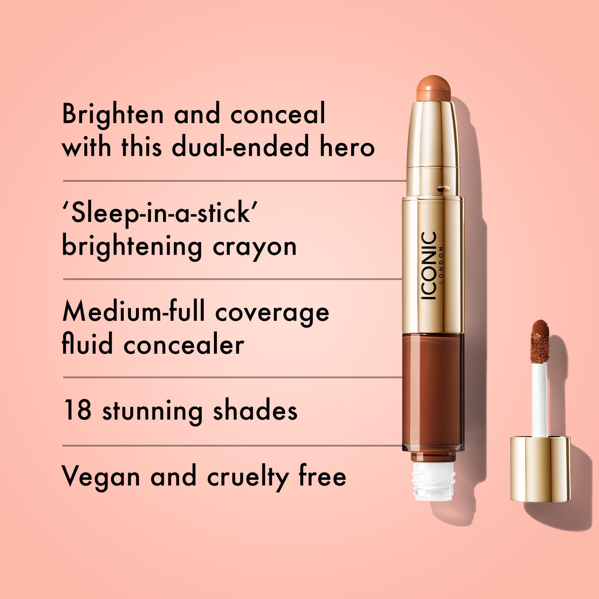 ICONIC LONDON ICONIC LONDON Radiant Concealer & Brightening Duo | Creamy Liquid + Brightening Crayon Dual Ended Concealer, Cruelty Free, Vegan Makeup (Warm Rich) 0.08 oz