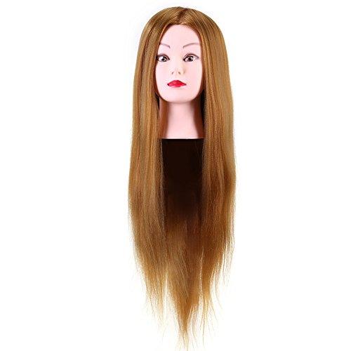 Cimenn Hair Practice Manikin Head, Makeup Mannequin Head Long Straight Hair Dresser & Practice Long Training Head Golden Synthetic Hair with 40% Real Hair Braiding Manikin Head Doll Cosmetology Head