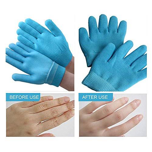 AnHua AnHua 1 Pair Gel SPA Moisturizing Gloves Soft Cotton Moisturizing Whitening Exfoliating Foot Mask Smooth Skin Care Dry Treatment (Blue)