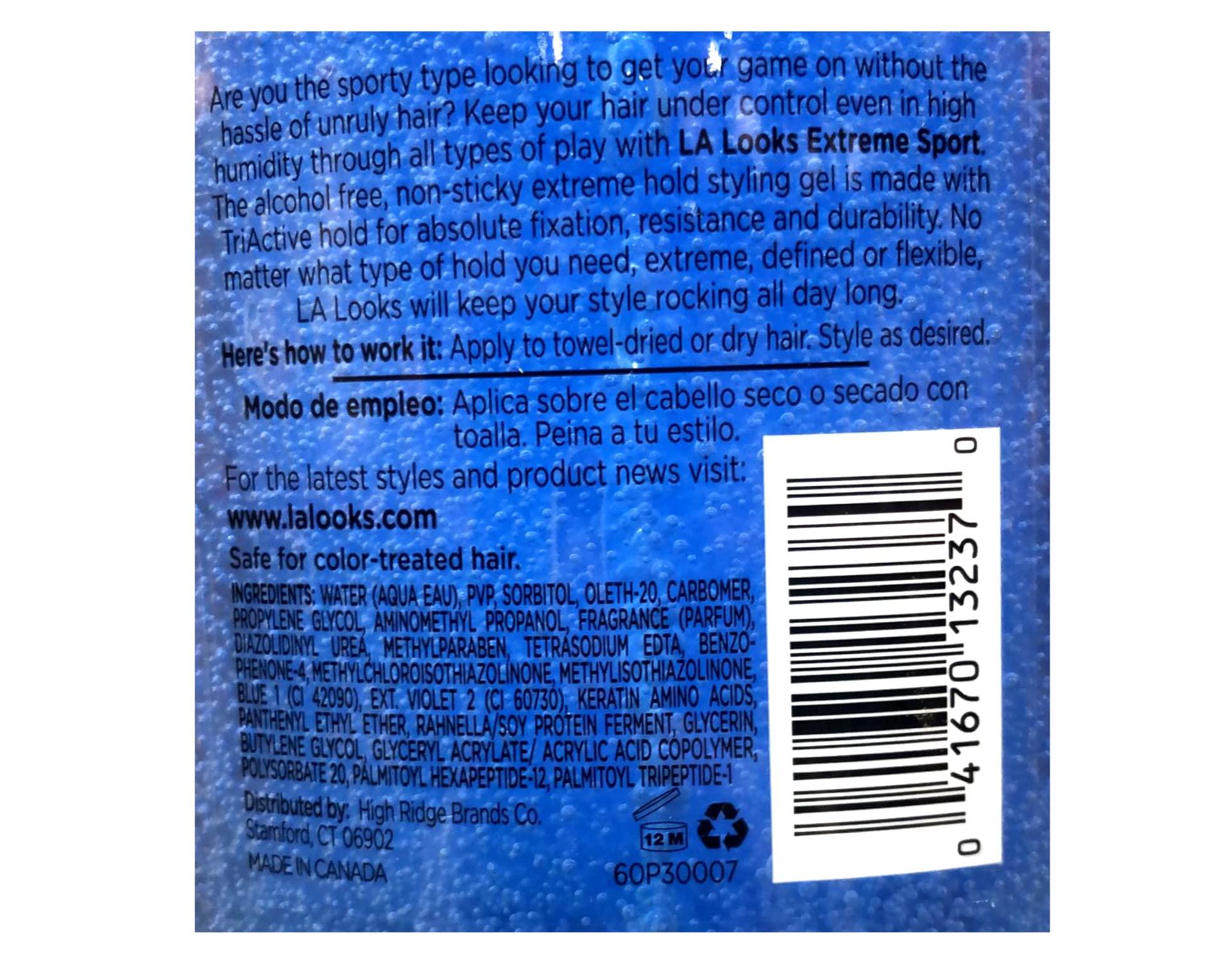 HENITAR L.A. LOOKS Absolute Styling Extreme Sport Hold Gel, Hold Level 10+ 20 oz (Pack of 7)