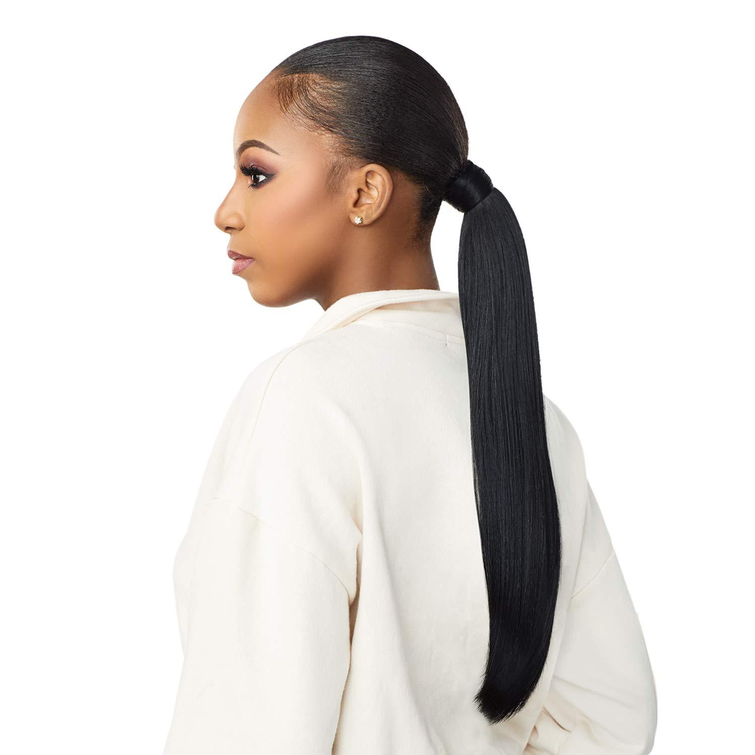 Sensationnel Sensationnel INSTANT UP & DOWN Half Wig Wrapped Ponytail Basic Straight Yaki Texture Easy Styling Heat Resistant Synthetic Fiber Pony Wrap Sleek Finish - UD 8 (T2/613)
