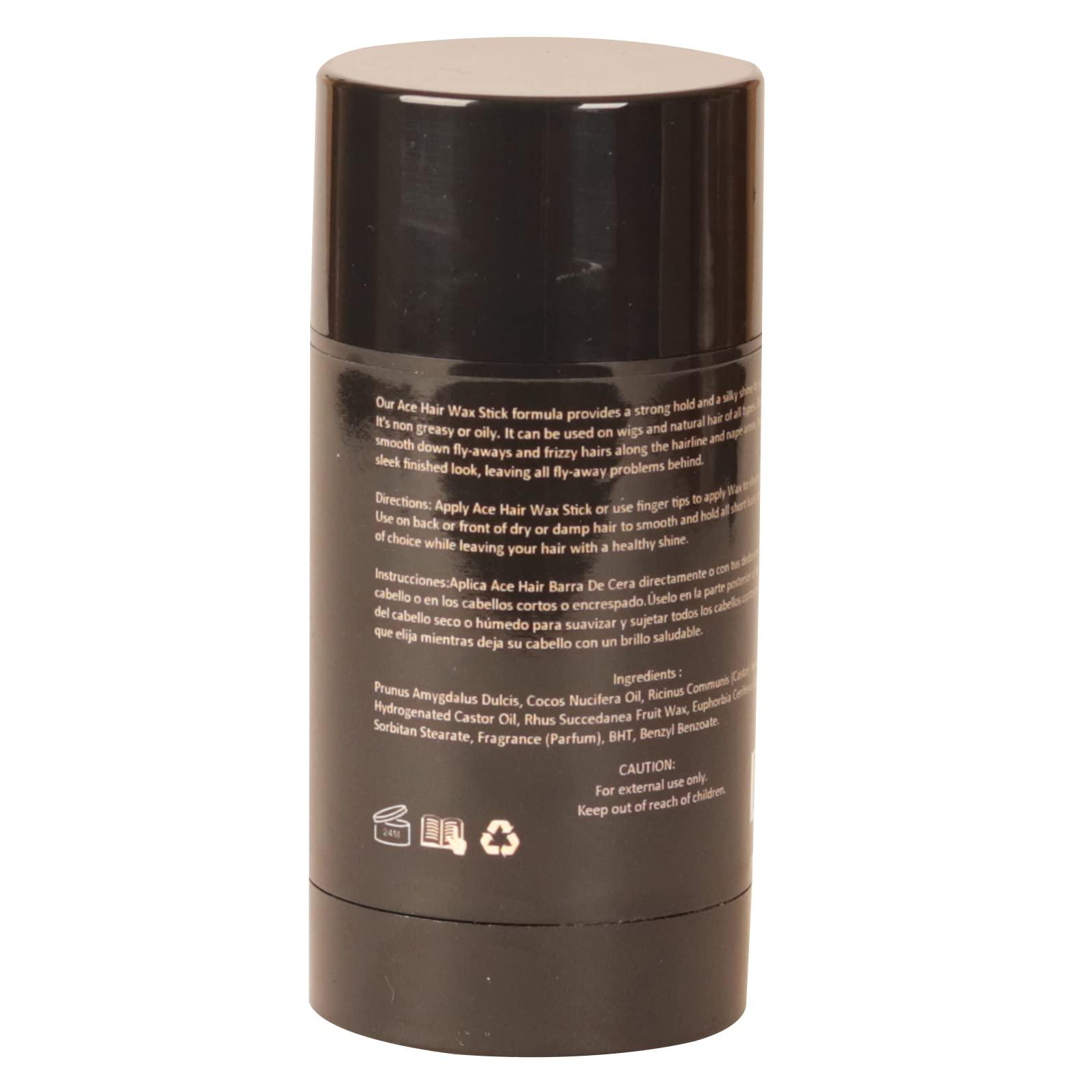 Ace Hair Extensions & Co. Ace Hair Wax Stick - Non-Greasy Flyaway Control with Coconut and Almond Oil - Extreme Hold for Hair Edges, Wigs, and Bed Head Bar