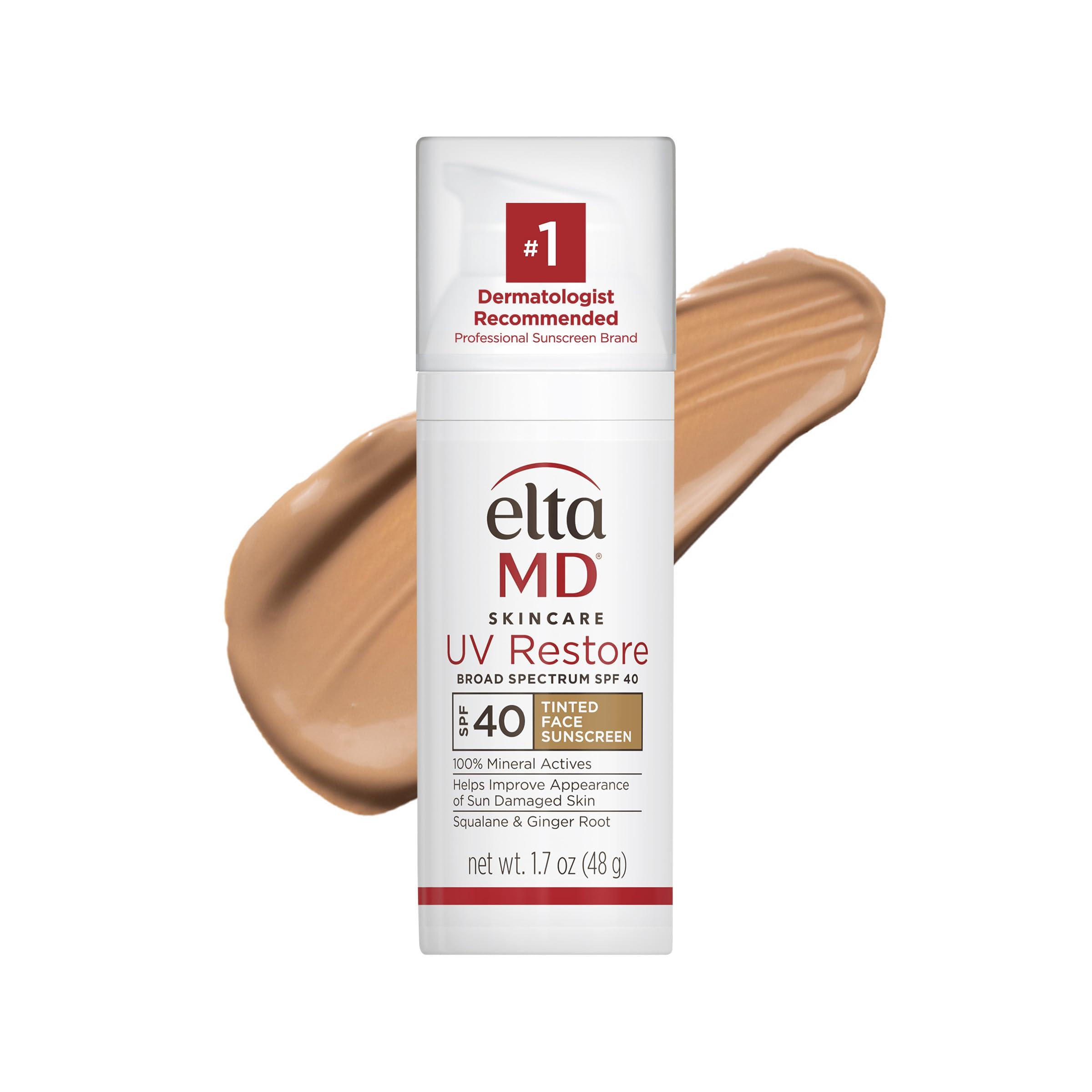 EltaMD EltaMD UV Restore Tinted Face Sunscreen, SPF 40 Tinted Mineral Sunscreen for Sun Damaged Skin Repair, Zinc Oxide Sunscreen Formula, 1.7oz Pump