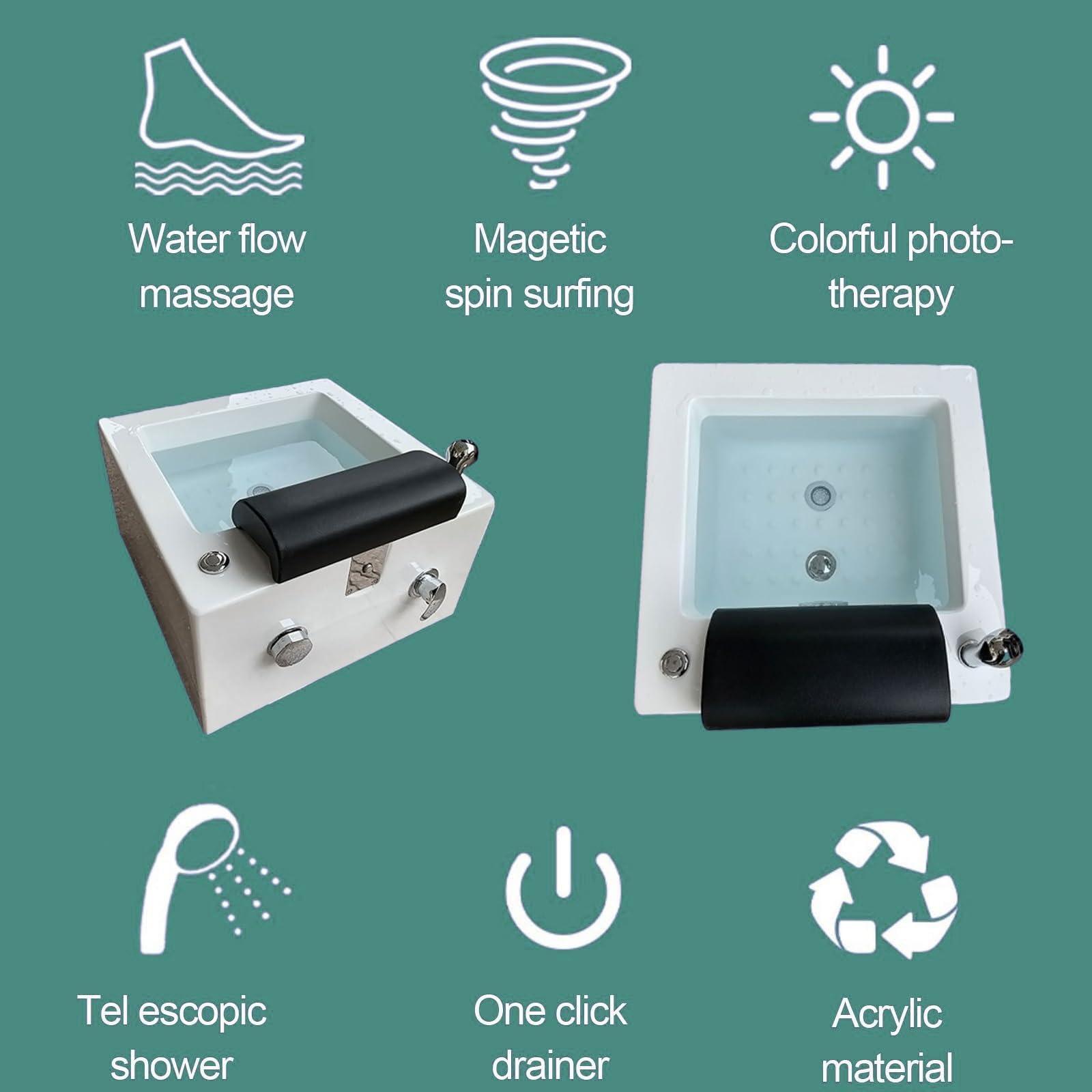 HTIANMM Acrylic Spa Footbath Nail Salon Pedicure Footbath Barrel deep Foot Bath Spa with Massage Special for Hotel Foot Bath Club Sturdy Acrliy Tubs for Soaking Feet Foot Bath Basin