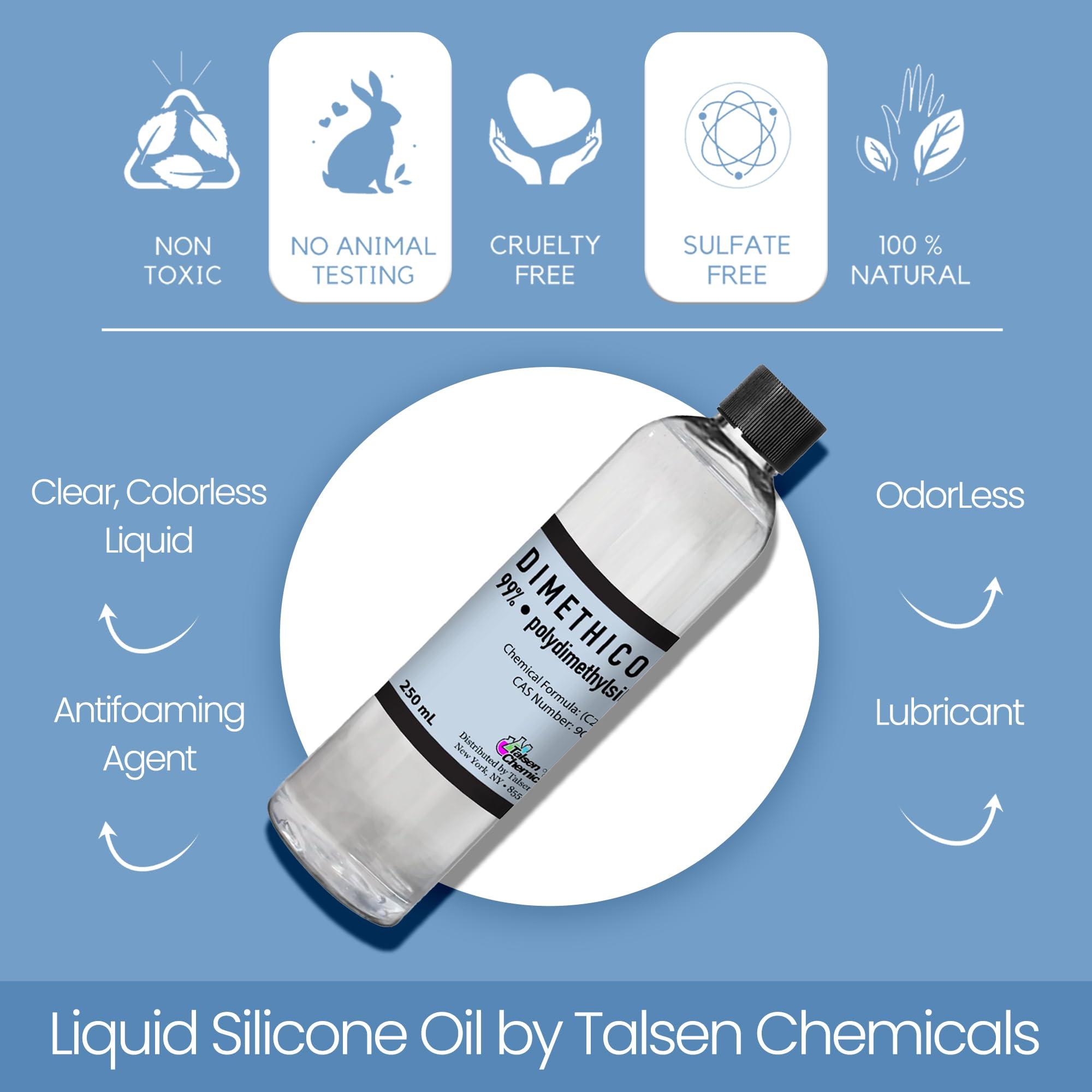 Talsen Chemicals Talsen Chemicals Dimethicone Oil Pure (250 mL / 8.45 Fl Oz) DIY Pure Dimethicone Cosmetic Grade Skin Moisturizer and Head Lice Treatment, Liquid Silicone Oil for, Gun Oil