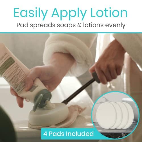Vive Vive Bendable Lotion Applicator for Your Back - Easily Apply Sunscreen, Self Tanner, Moisturizer, & Cream to Feet, Back, & Body - Long Handled Shower Wand Brush for Women & Men - Reusable, Washable