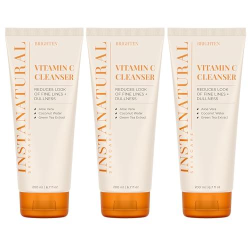 InstaNatural InstaNatural Vitamin C Cleanser Face Wash, Brightens and Reduces Signs of Aging, Fine Lines and Uneven Texture, with Coconut Water and Aloe Vera, 6.7 FL Oz - 3 Pack
