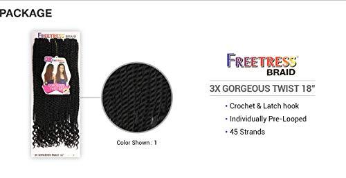 FreeTress Braids Freetress Synthetic Pre Looped Crochet Braid 3X GORGEOUS TWIST 18" (1 Jet Black)