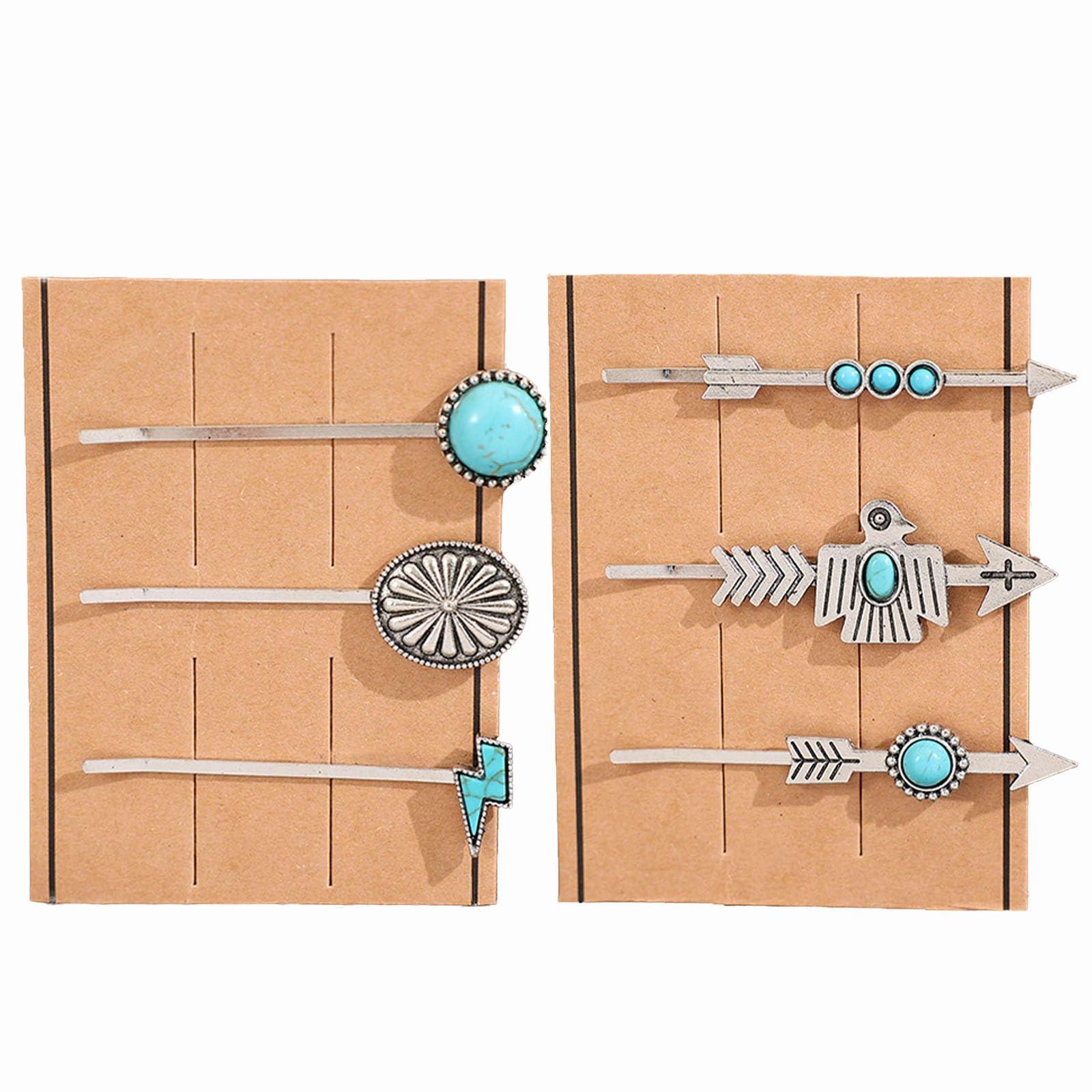 KOVOLITU KOVOLITU Women\'s Western Turquoise Hair Clips Set of 6 Decorative Bobby Pins Boho Hair Barrettes-Flash