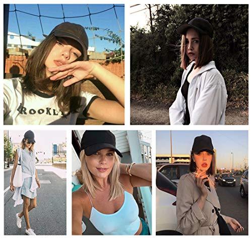 Qlenkay Qlenkay Baseball Cap with Hair Extensions Straight Short Bob Hairstyle Adjustable Removable Wig Hat 14inch for Woman Girl Ginger Brown Mix Bleach Blonde