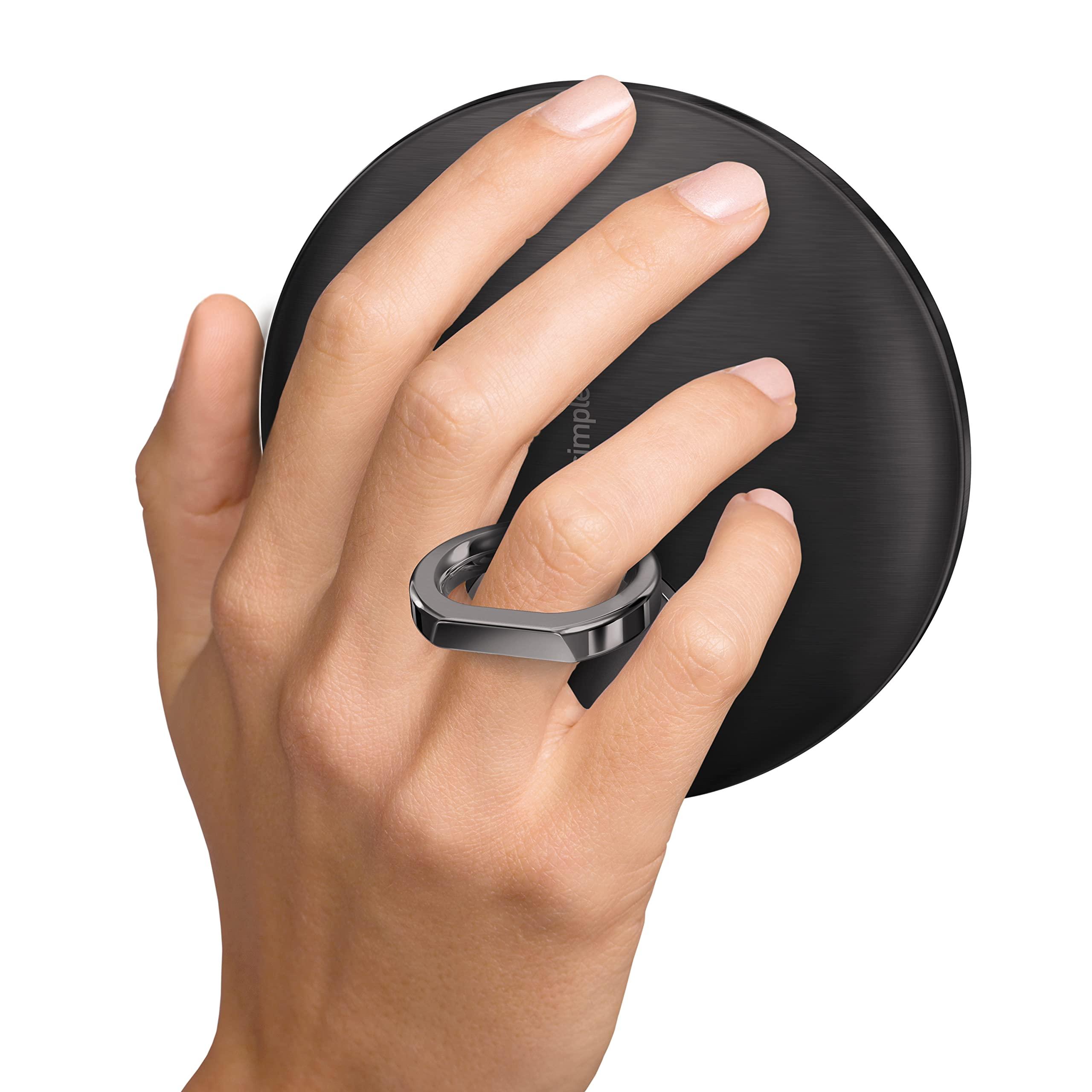 simplehuman simplehuman Sensor Mirror, Lighted Compact Makeup Magnifying Mirror with Light, Round, Travel Size, Black Stainless Steel