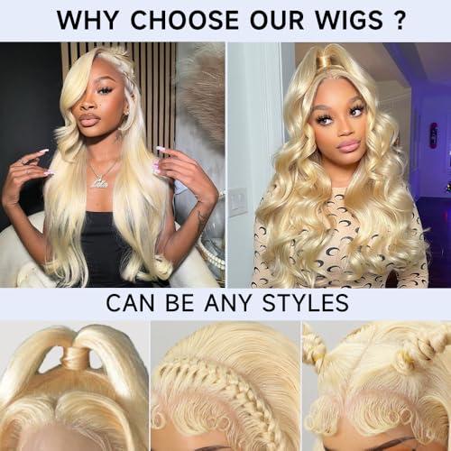 Waimro 613 Lace Front Wigs Human Hair Pre Plucked Blonde Wig Human Hair 210 Density 613 13x6 HD Lace Frontal Wig 12A 613 Body Wave Lace Front Wigs Human Hair Glueless Human Hair Wigs 24 Inch