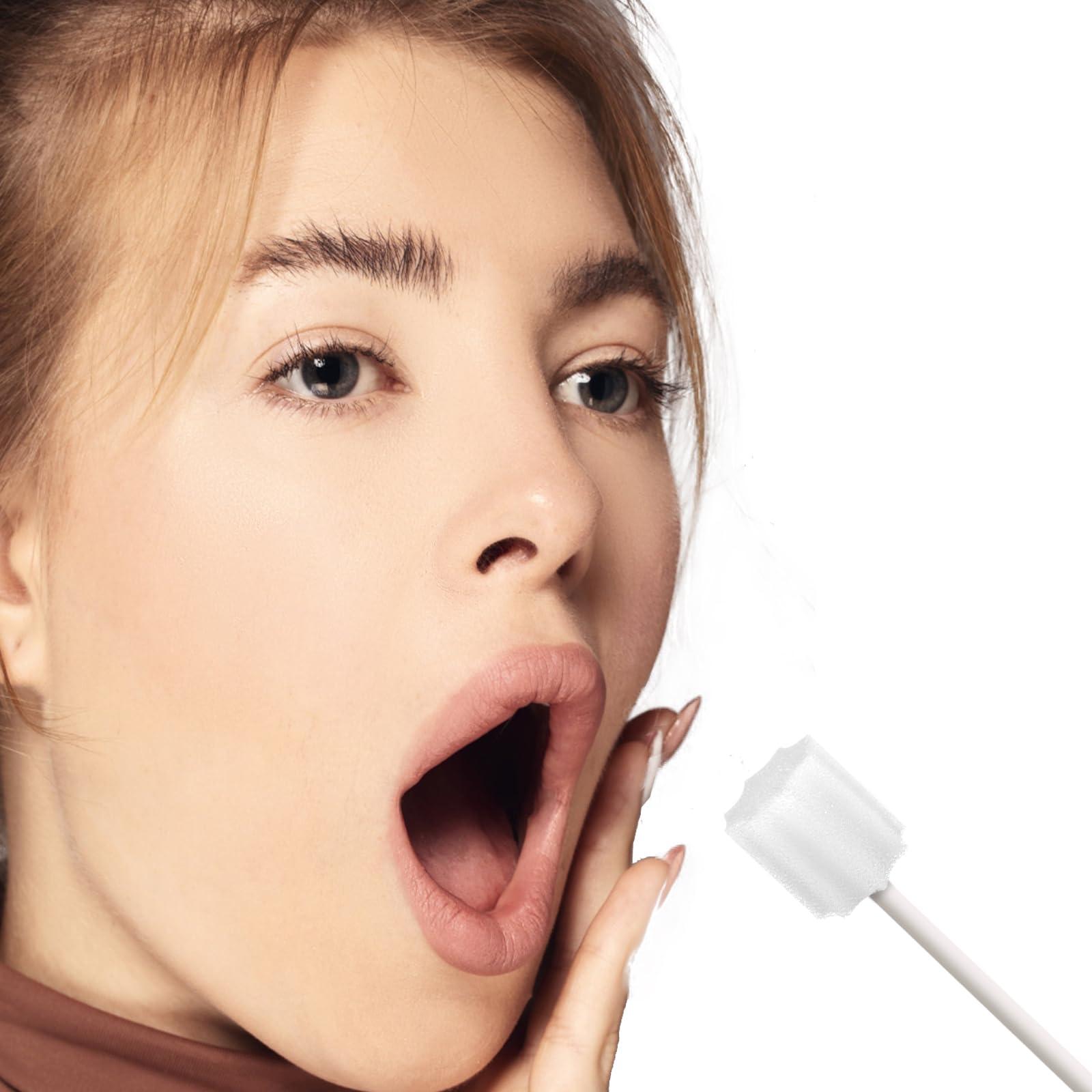 ZIZNBA Disposable Mouth Swabs Sponge - Unflavored & Sterile Oral Swabs Dental Swabsticks for Mouth Cleaning (WHITE-250PCS)