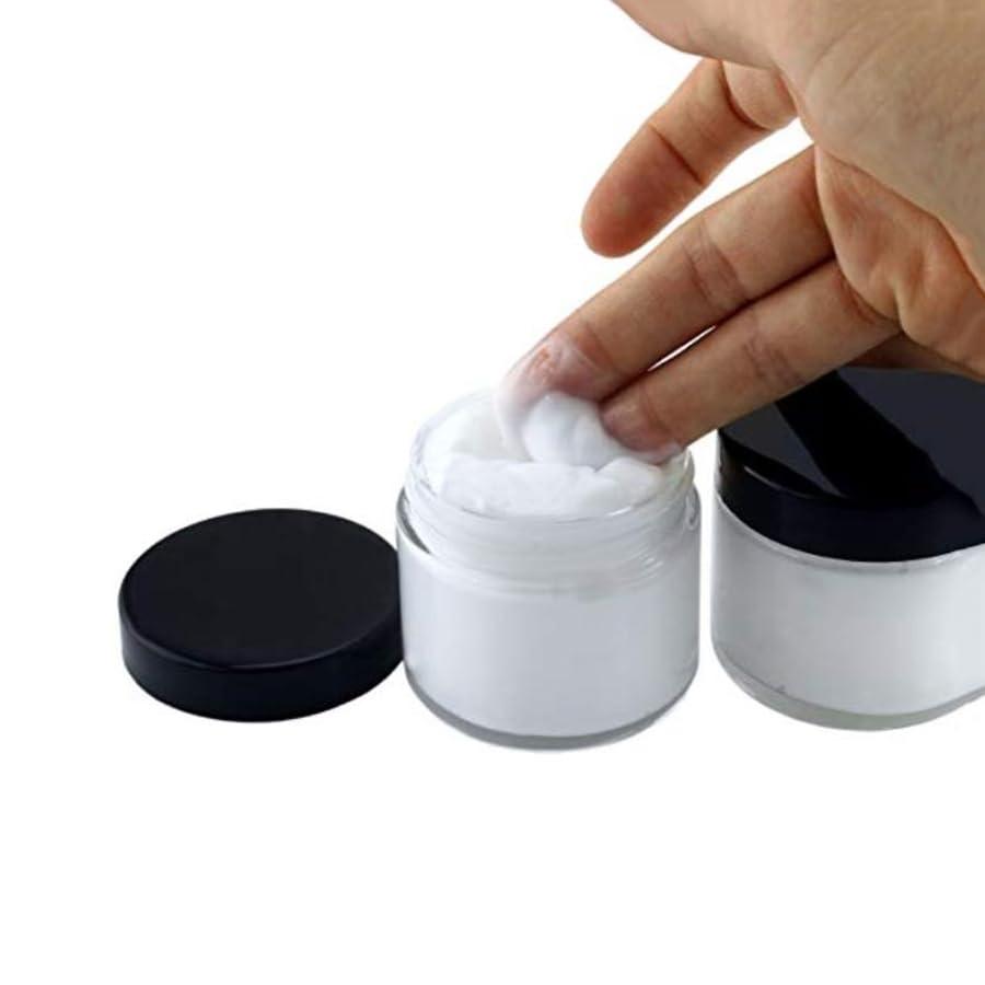 UPSTORE 12Pcs 30ml/1oz Plastic Jars Round Clear Cosmetic Container Jars Empty Makeup Cosmetic Sample Containers Pots Bottles with Black Screw Lids for Creams Lotion Ointments Travel Make Up Samples Storage