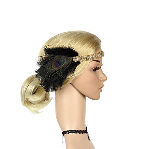Countonme Roaring Art Deco 1920s Headpieces for Women Flapper Headband 20s Gatsby Costume Peacock Hair Accessories 06Gold