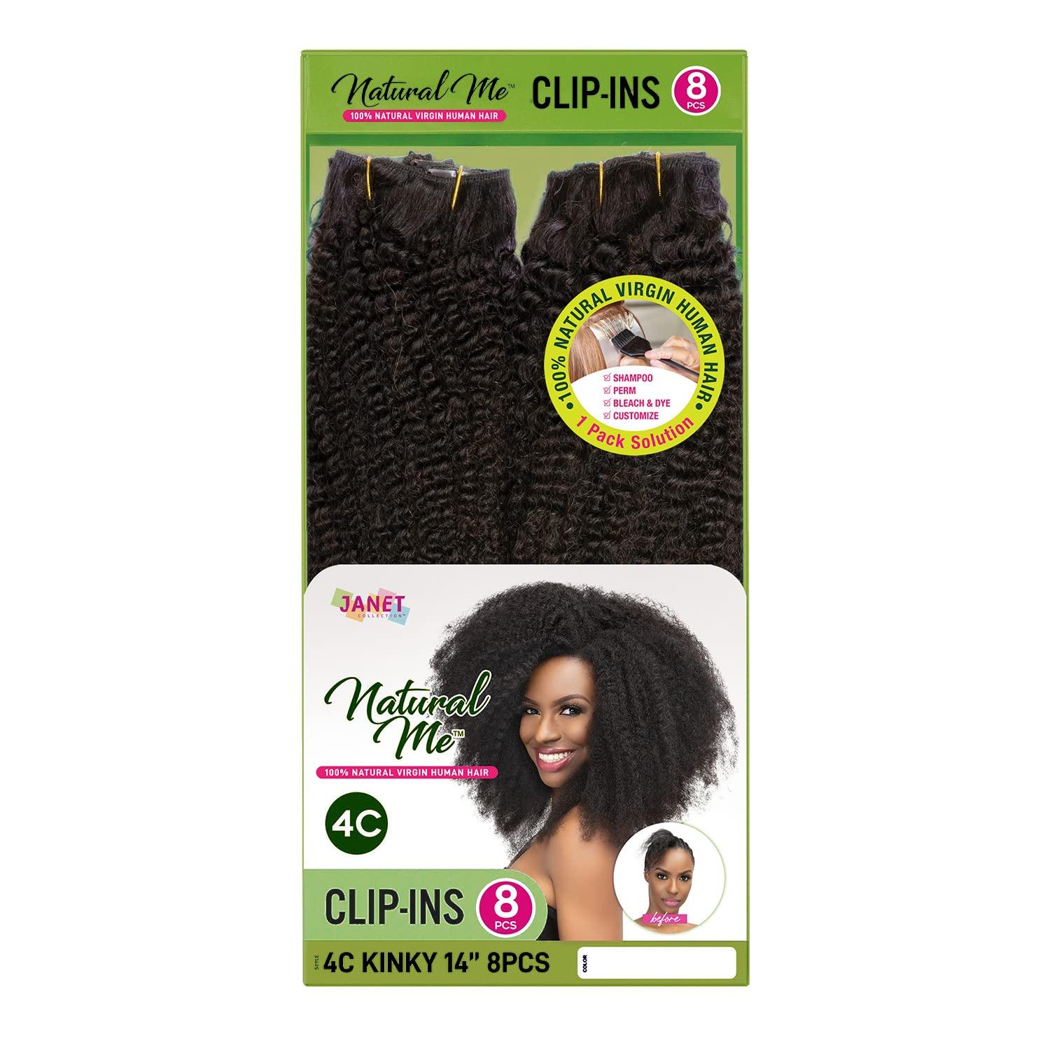 Janet Janet Natural Me Clip-Ins natural Virgin human Hair NATURAL ME 4C KINKY CLIP-INS 8PCS (NATURAL)