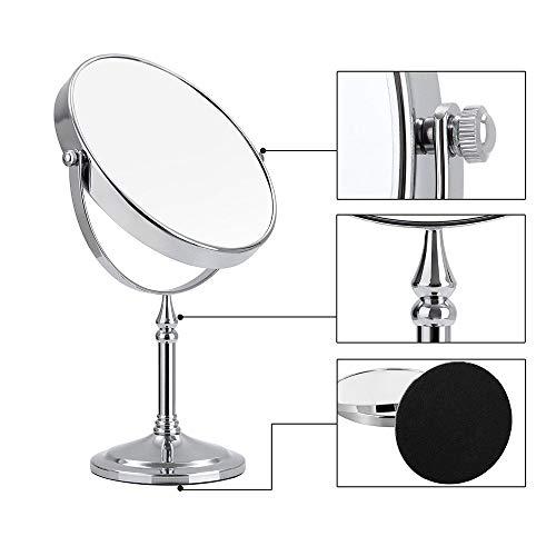QQAMOGNNK QQAMOGNNK 8 Inch Double Sided Standing Makeup Mirrors, Magnification & Regular Professional 360 Rotating Brass Vanity Cosmetic Mirrors,Chrome,10X