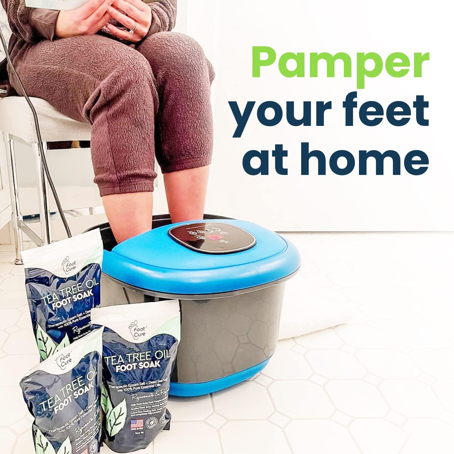 FOOT CURE Tea Tree Oil Foot Soak with Epsom Salt Callus Remover for Feet with Extra Strength Gel & Foot Pumice Stone Set - Easy Way to Remove Hard Calluses & Dead Skin Build-Up - Professional at-Home Foot Care