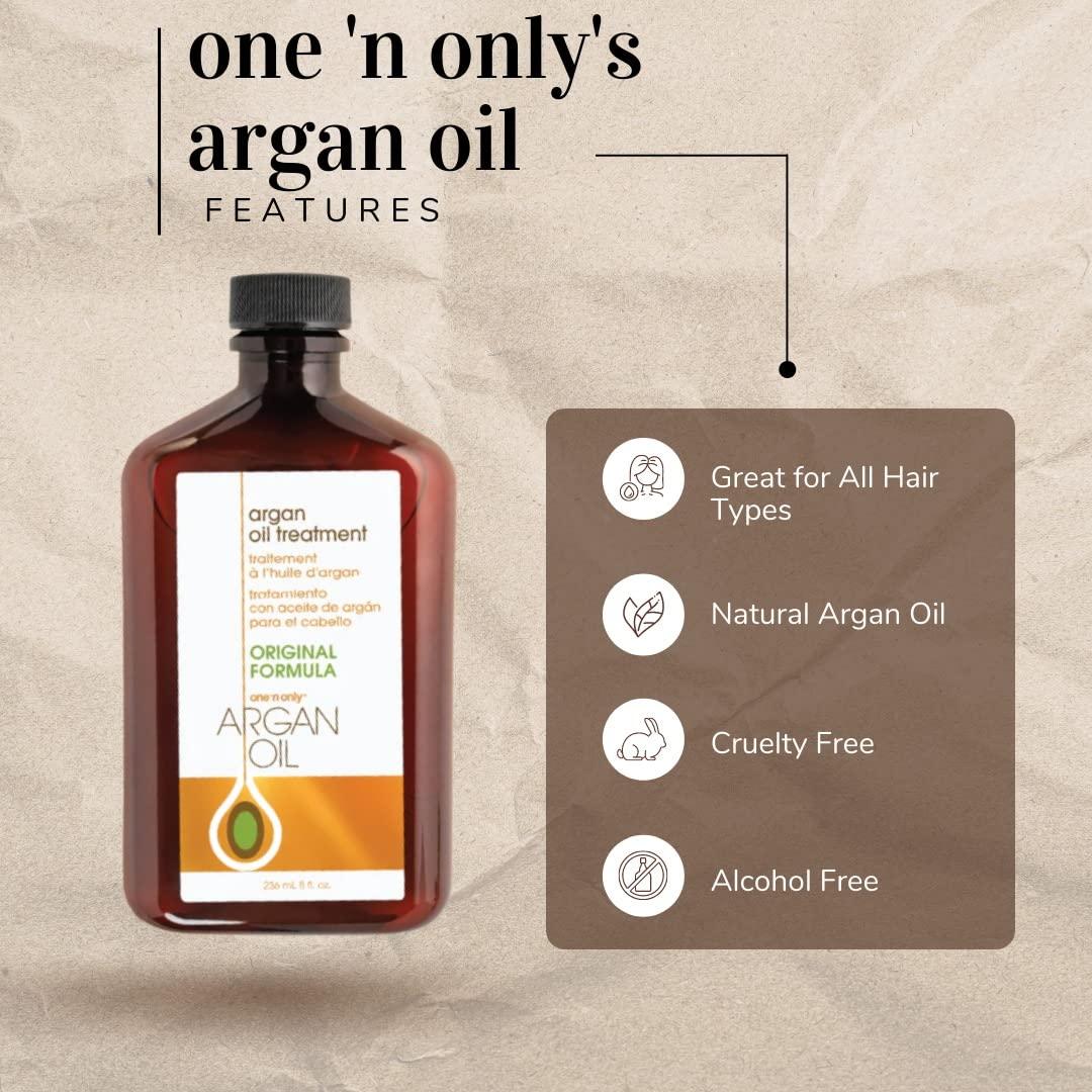 one 'n only one \'n only Argan Oil Hair Treatment - Hair Oil Smoothes and Strengthens Dry Damaged Hair, Eliminates Frizz, Creates Brilliant Shines, Non-Greasy Formula, 3.4 Fl. Oz