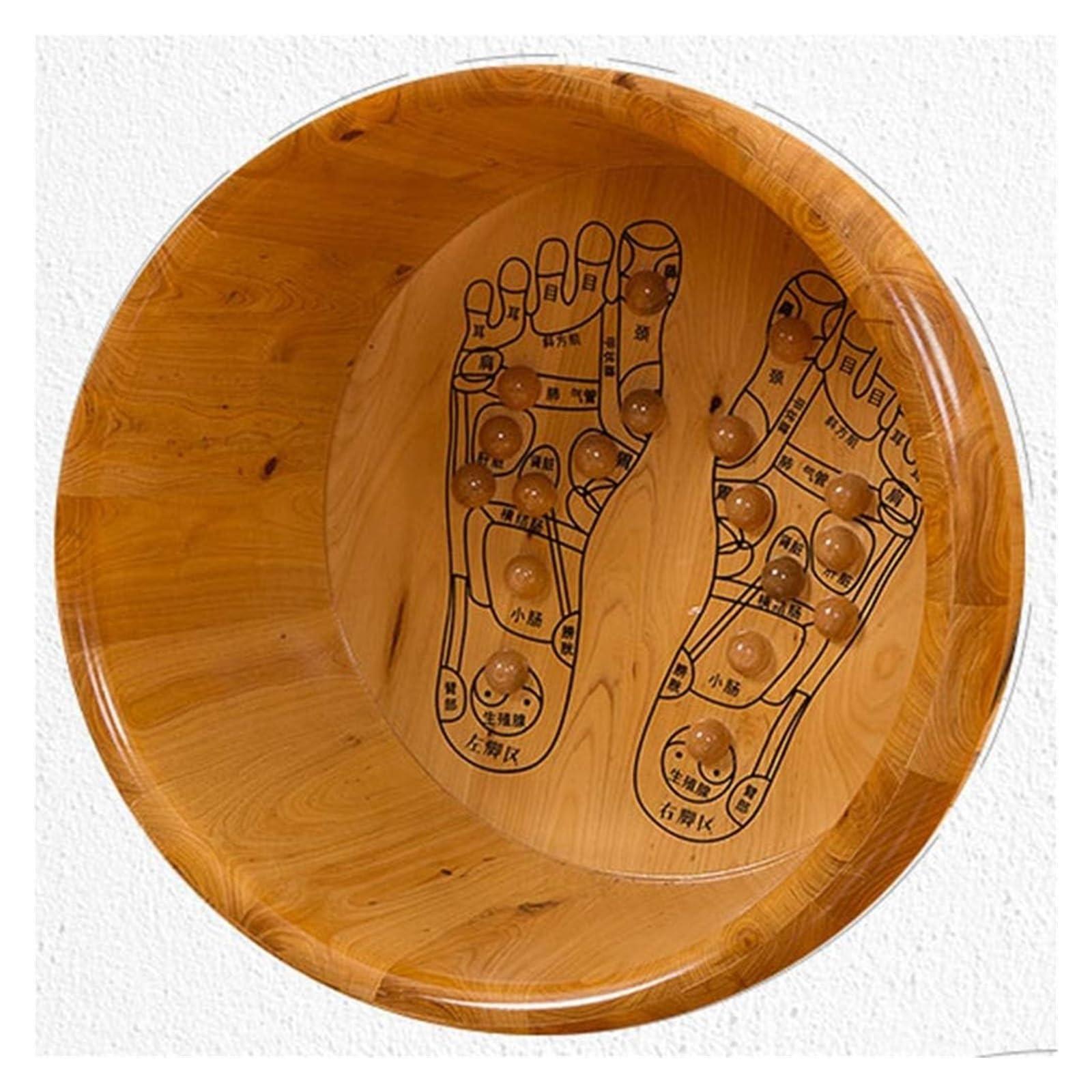 IFGSIWRIJIKWJJEA Wooden Foot Basin,Wood Foot Tub, Wooden Foot Basin Solid Wood Foot Tub,Cedar Foot Bath Barrel,Pedicure Bowl Spa Massage Cedar Pedicure Barrels, (Color : with Lid) (with Lid)