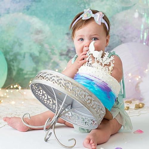 Jissoo Mermaid Birthday Hair Bow - Mermaid Birthday Decoration Hair Clips,Mermaid Hair Bow,Mermaid Bow For Girls,Cake Smash Prop ((1st))