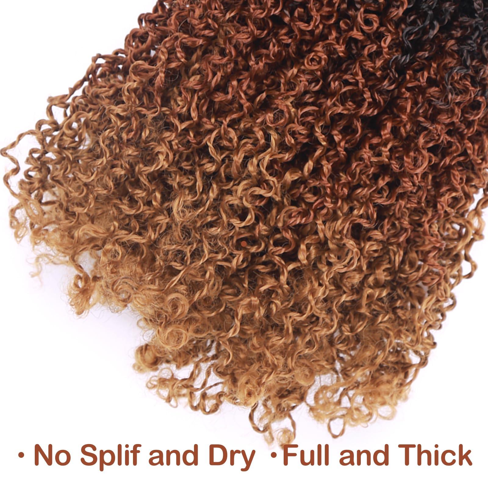 DWhair Yanky Twist Crochet Hair 12 Inch 9 Packs Small Passion Twist Crochet Hair Pre-Looped Senegalese Twist Braids Mini Spring Twist Crochet Ombre Brown to Blonde Synthetic Crochet Hair Extensions 1B/30/27