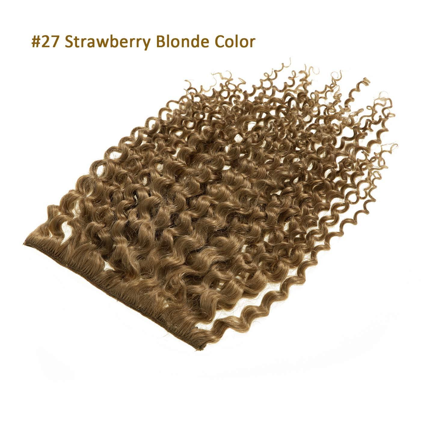 Anrosa Anrosa Clip in Human Hair Extensions Jerry Curly Full Head 3B 3C Curly Clip In Hair Extensions Strawberry Blonde Remy Human Hair Curly Hair Extensions for Black Women 18 Inch 120g 7 Pieces