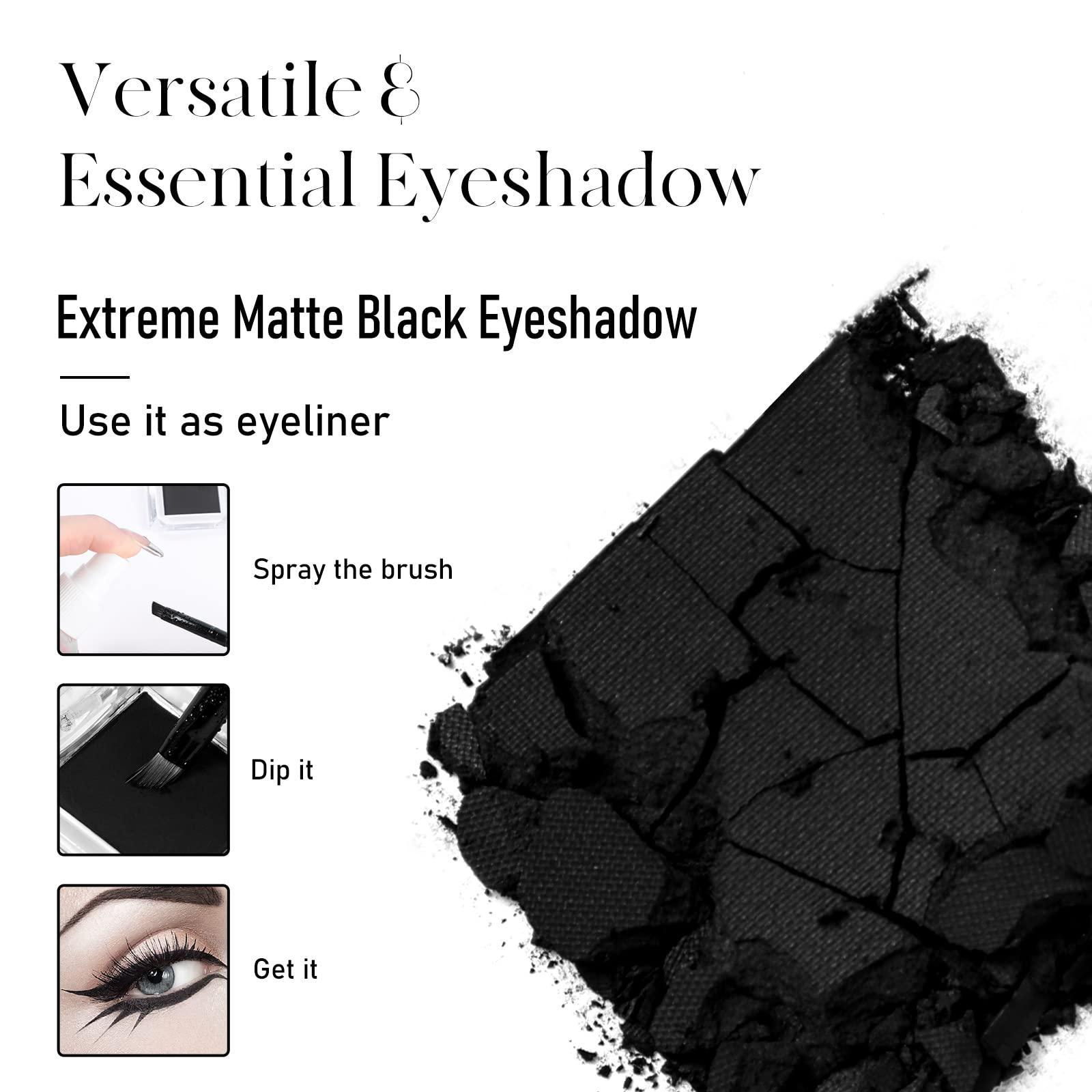 BEPHOLAN BEPHOLAN Single Matte Black Eyeshadow Palette,Black Blush,Cake Eyeliner Powder Goth Makeup Eyeshadow, Black Gothic Vampire Blood Makeup,Black Rose