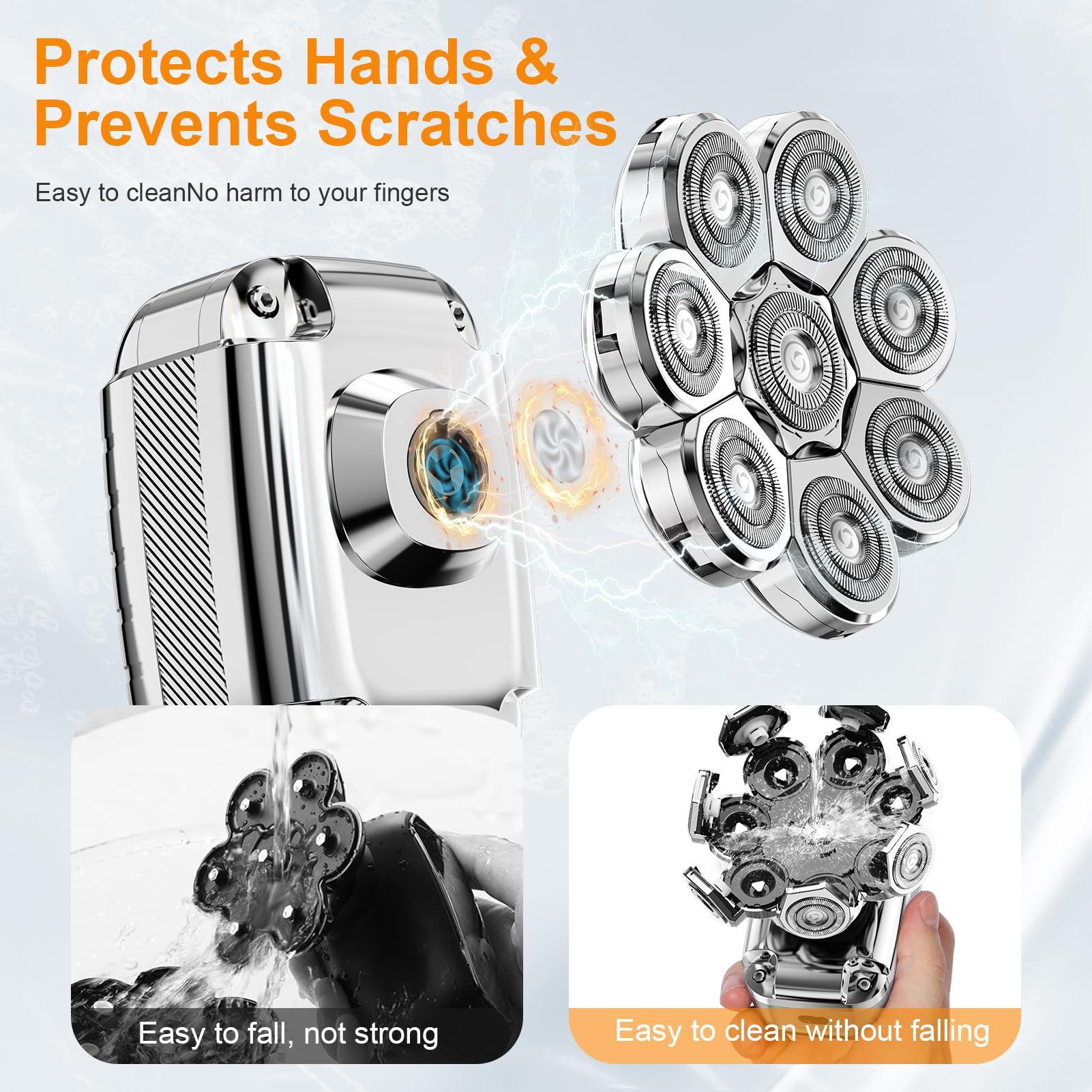 CST-Berger Head Shaver for Bald Men,2024 Upgrade 8-in-1 Mens Electric Shaver Bald Head Shaver for Men,Electric Razor for Bald Men IPX7 Waterproof Rotary Shaver Grooming Kit with LED Display