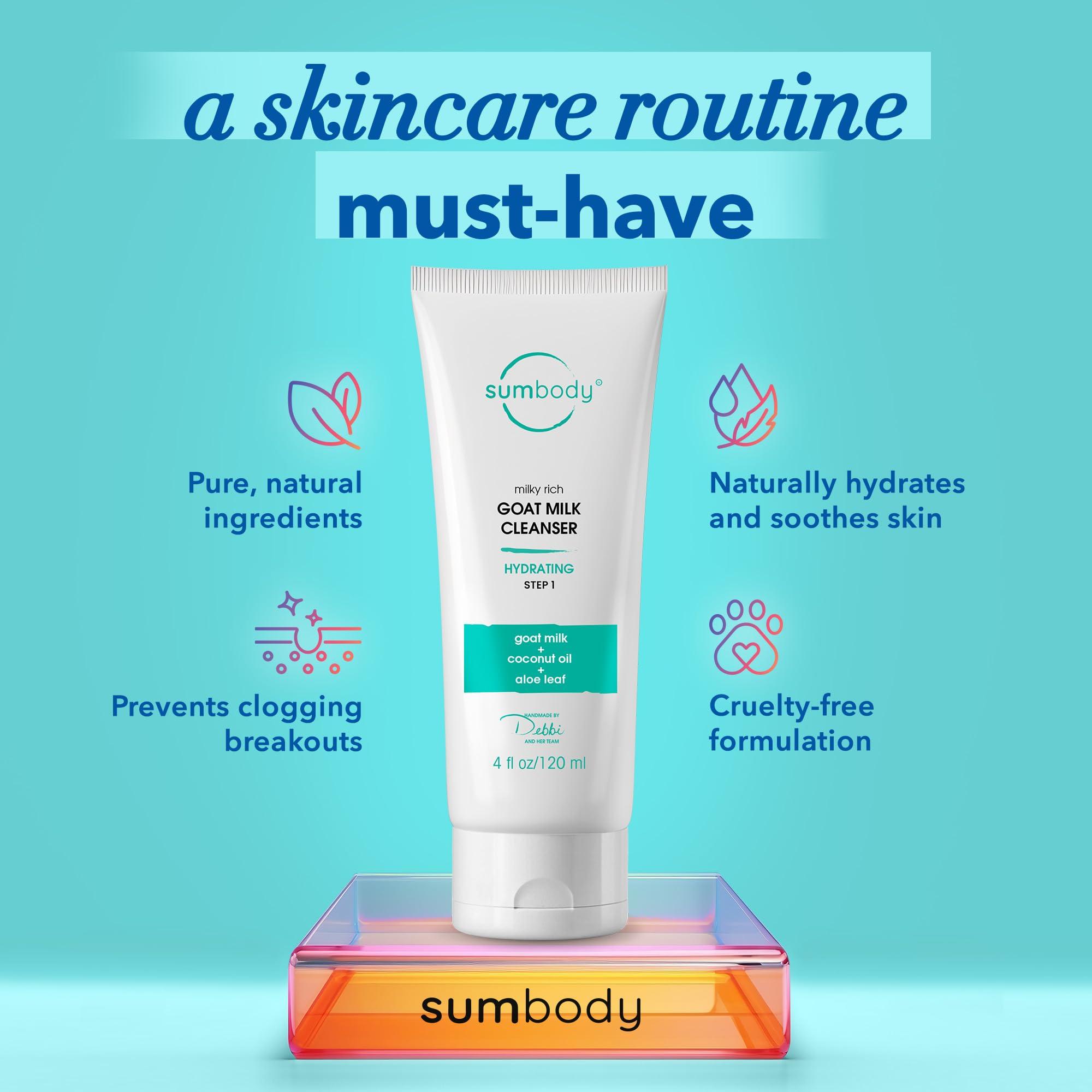 Sumbody Sumbody Face Wash for Women & Men Goat Milk Cleanser (4oz) Cruelty Free Face Wash, Organic Gentle Face Cleanser with AHAs & Vitamins for Sensitive Skin, Day and Night Face Wash Cleanser for Dry Skin