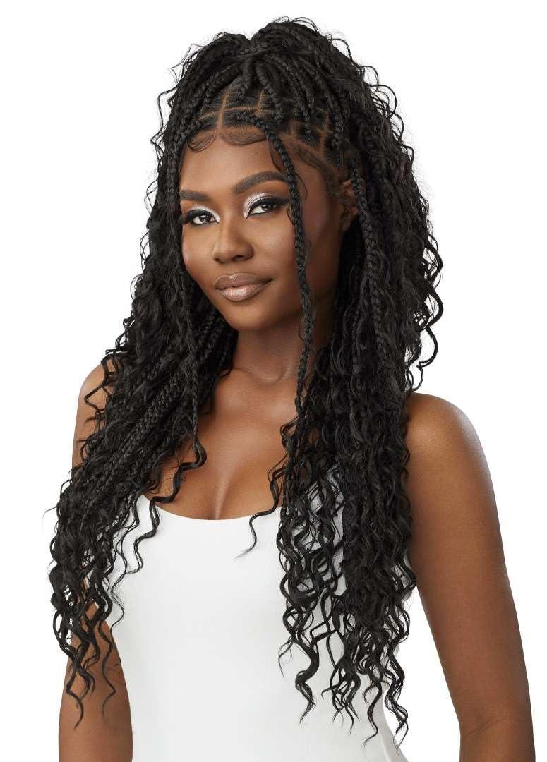 Outre Outre - 100% Fully Hand Tied Whole Lace Wig - Boho Box Braids 28\" (CT/MACCHIATO)